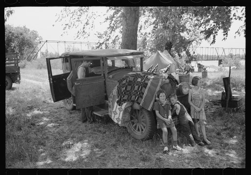 Camp of migratory workers in Arkansas River bottoms, Muskogee County, Oklahoma
