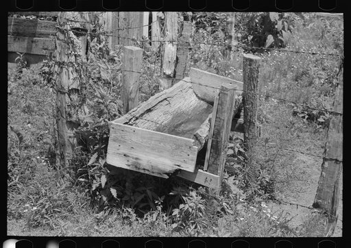 Watering trough of tenant farmer now on WPA (Work Projects Administration) near Sallisaw, Oklahoma