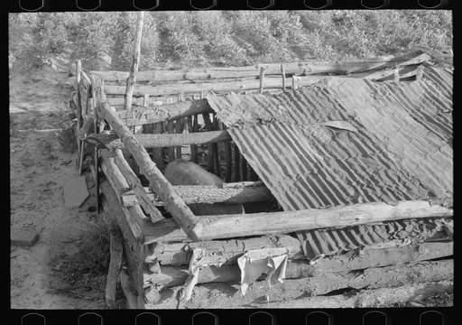 Detail of construction of hogpen of Indian agricultural day laborer, McIntosh County, Oklahoma