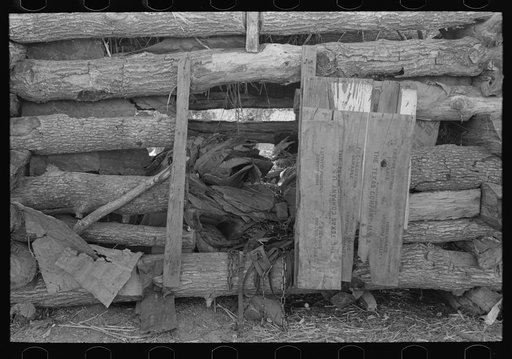 Detail of construction of shed of Indian agricultural day laborer, McIntosh County, Oklahoma