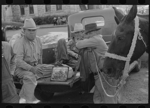 Untitled photo, possibly related to: Scene in fruit and vegetable market, Weatherford, Texas