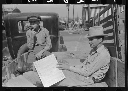 Farmers in trailer, farmer's market, Weatherford, Texas