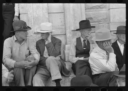 Untitled photo, possibly related to: Farmers on steps of courthouse, Weatherford, Texas