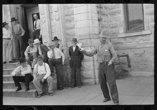 Untitled photo, possibly related to: Group of residents of Weatherford, Texas, listening to politician speak