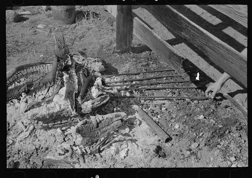 Branding irons in fire. Roundup near Marfa, Texas