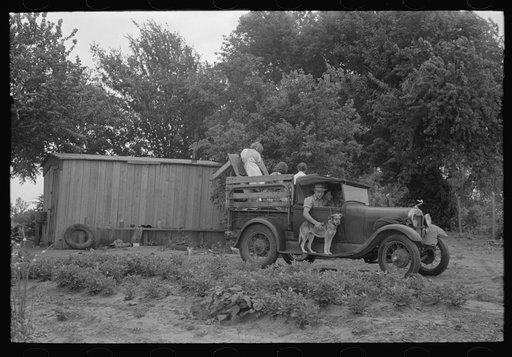 Untitled photo, possibly related to: Getting ready to depart from home in Oklahoma for the trip to California. Near Muskogee, Oklahoma