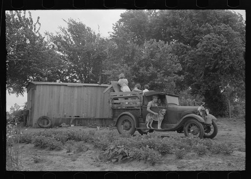 Untitled photo, possibly related to: Getting ready to depart from home in Oklahoma for the trip to California. Near Muskogee, Oklahoma