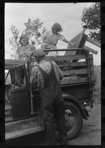 Untitled photo, possibly related to: Getting ready to depart from home in Oklahoma for trip to California, near Muskogee, Oklahoma