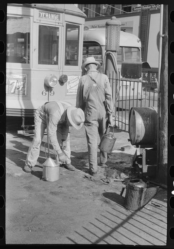 Oilers at streetcar terminal, Oklahoma City, Oklahoma