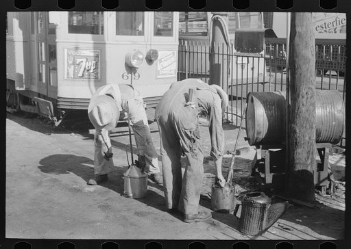 Oilers at streetcar terminal, Oklahoma City, Oklahoma