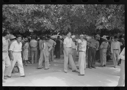 People gathered in square on Saturday afternoon to listen to religious rally, Tahlequah, Oklahoma