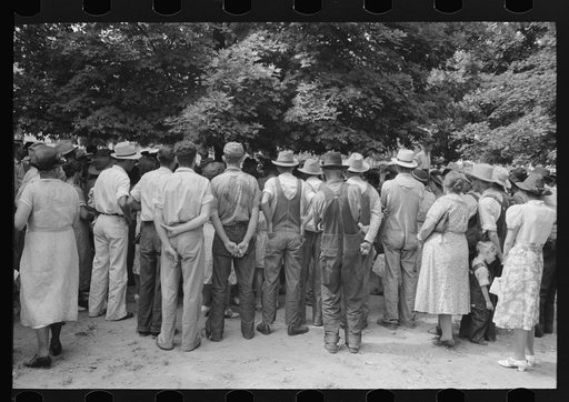 People listening to revival rally in square, Saturday afternoon, Tahlequah, Oklahoma