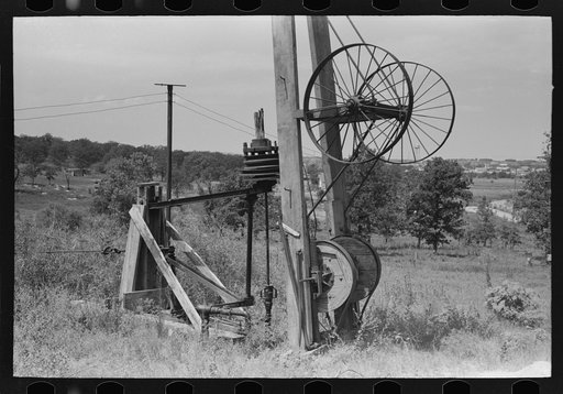 Untitled photo, possibly related to: Detail of pumping rig, Seminole oil field, Oklahoma