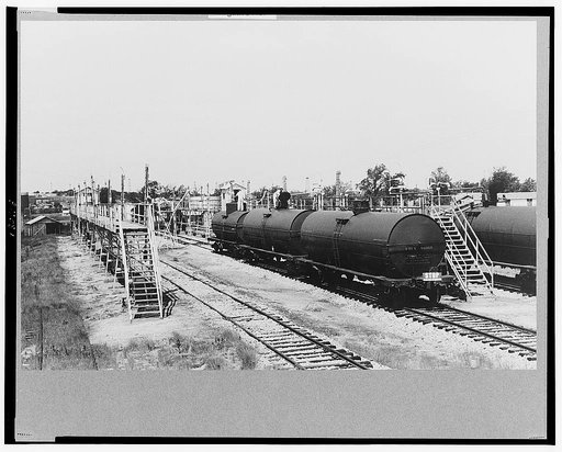 Loading platform for tank cars, Seminole oil field, Oklahoma