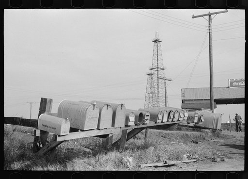 Untitled photo, possibly related to: Mail boxes, Seminole oil field, Oklahoma