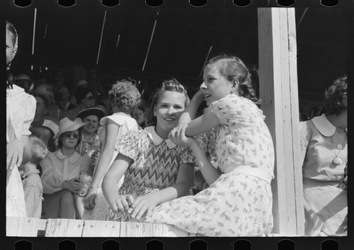 Untitled photo, possibly related to: Girls at 4-H Club fair, Cimarron, Kansas