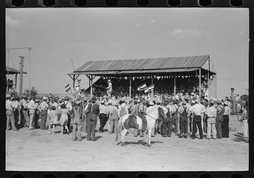 Untitled photo, possibly related to: Parade of the champions by 4-H Club members at 4-H Club fair, Cimarron, Kansas