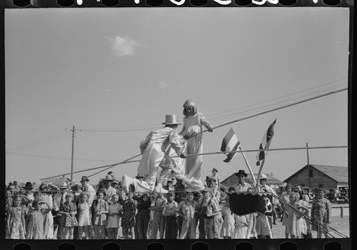 Untitled photo, possibly related to: Tightrope performers at 4-H Club fair, Cimarron, Kansas