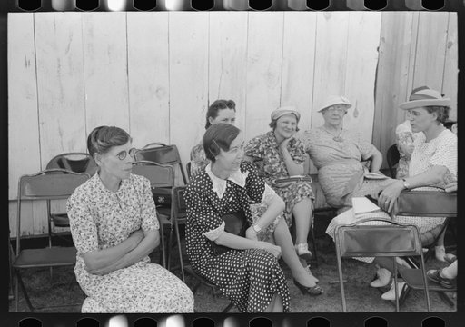 Untitled photo, possibly related to: Women and children at 4-H Club fair, Cimarron, Kansas