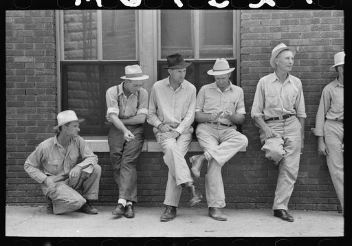 Untitled photo, possibly related to: Members of the oil workers union in front of their headquarters, Seminole, Oklahoma