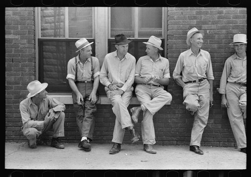 Members of the oil workers union in front of their headquarters, Seminole, Oklahoma