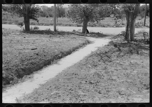 Sidewalk in Syracuse, Kansas. The level on the ground on either side of the sidewalk was the same as that of the concrete sidewalk a year ago. The raise in elevation is due to dust and dirt which drifted in