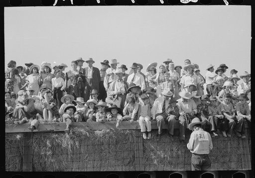 Untitled photo, possibly related to: Spectators at Bean Day rodeo, Wagon Mound, New Mexico