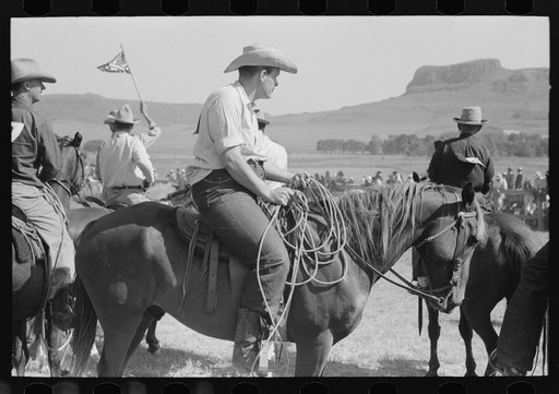 Cowboy at Bean Day rodeo, Wagon Mound, New Mexico