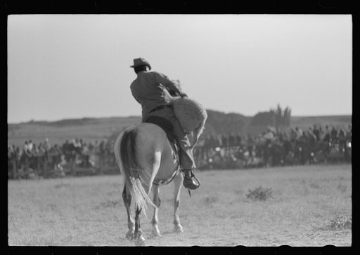 Untitled photo, possibly related to: Cowboy on horse, Bean Day rodeo, Wagon Mound, Mew Mexico