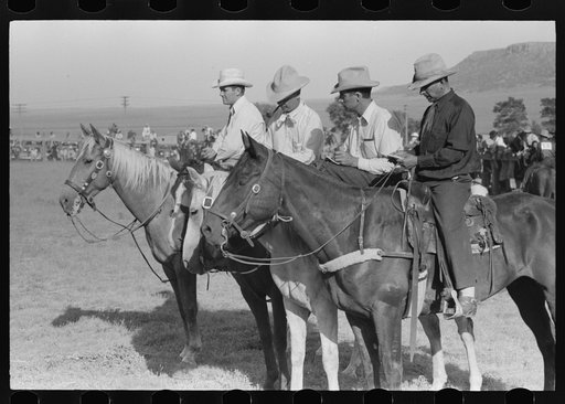 Untitled photo, possibly related to: Judges at Bean Day rodeo, Wagon Mound, New Mexico