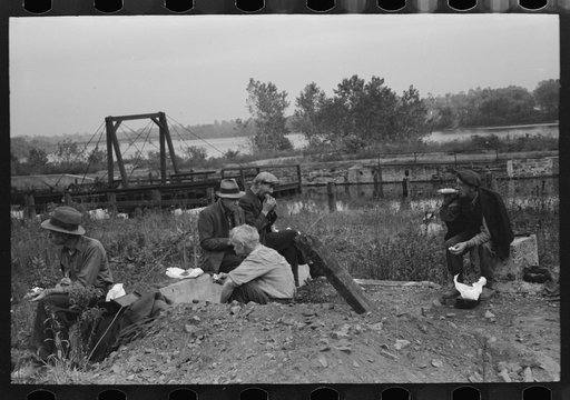 Untitled photo, possibly related to: Railroad workers eating lunch, Windsor Locks, Connecticut