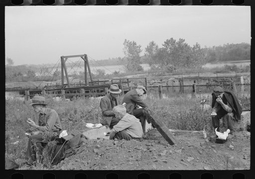 Railroad workers eating lunch, Windsor Locks, Connecticut