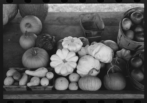 Fall fruits and vegetables at roadside stand near Greenfield, Massachusetts