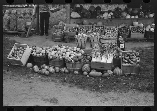 Fall fruits and vegetables at roadside stand near Greenfield, Massachusetts