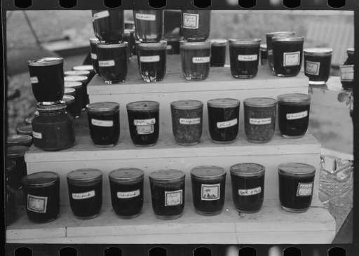 Homemade jelly displayed at roadside stand near Northampton, Massachusetts