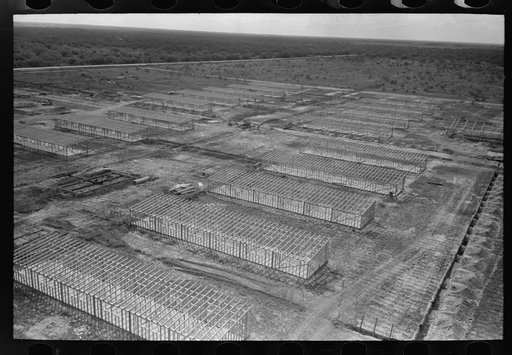 Migrant camp under construction, Sinton, Texas