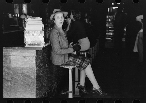 Untitled photo, possibly related to: Woman sitting at soda fountain, Taylor, Texas