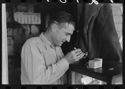 Untitled photo, possibly related to: Watch repairman, Waco, Texas