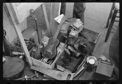 Second hand goods displayed for sale, market square, Waco, Texas