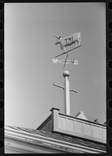 Untitled photo, possibly related to: Weather vane with old cattle brand belonging to Dan Houston, an early settler of Gonzales County, Gonzales, Texas
