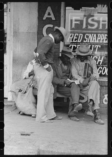 Untitled photo, possibly related to: Negroes talking, market square, Waco, Texas