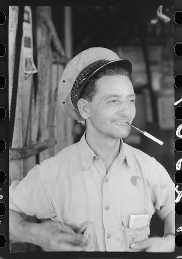 Greek fruit stand owner, market square, Waco, Texas