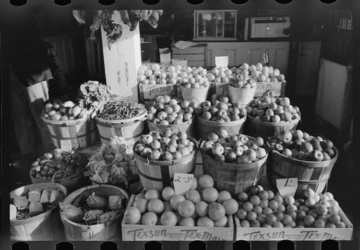 Fruit and vegetables, market square, Waco, Texas