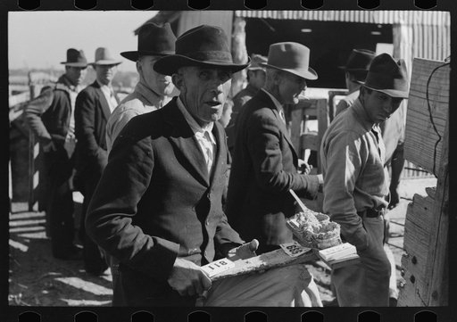 Untitled photo, possibly related to: Checking in cattle to be sold at auction stockyards, San Angelo, Texas