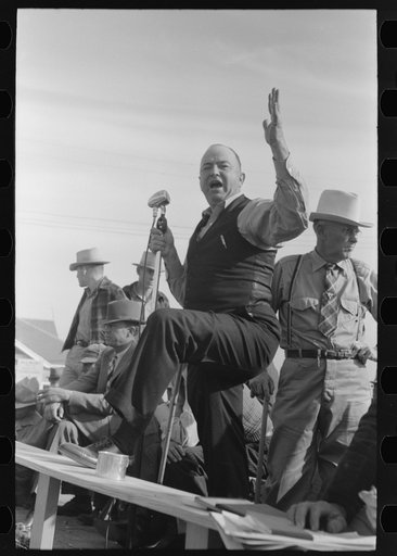 Auctioneer at horse sale, Eldorado, Texas