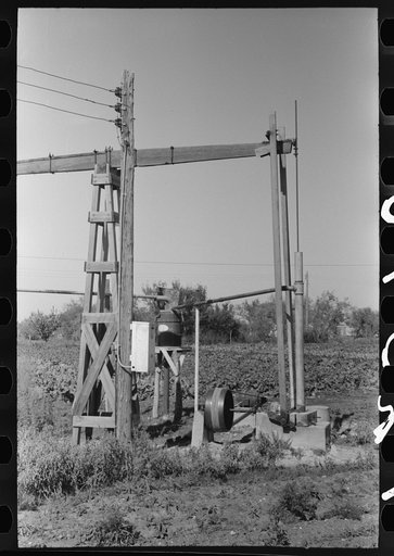 Irrigation well machinery on truck farm, Tom Green County, near San Angelo, Texas