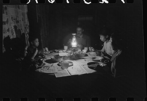 Pomp Hall family at dinner, Oklahoma
