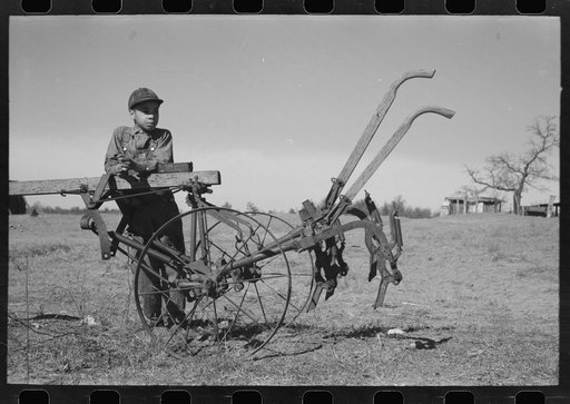 Untitled photo, possibly related to: Son of Pomp Hall, tenant farmer, going to work the field with a spike tooth harrow, Creek County, Oklahoma. See general caption number 23