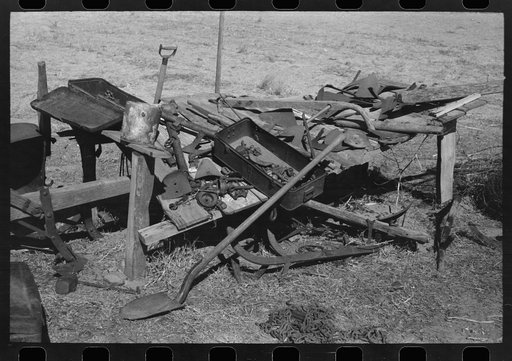 Untitled photo, possibly related to: Son of Pomp Hall, tenant farmer, going to work the field with a spike tooth harrow, Creek County, Oklahoma. See general caption number 23