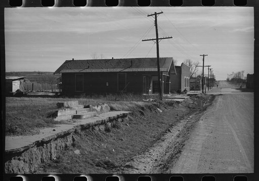 Street scene in oil bust town, Slick, Oklahoma